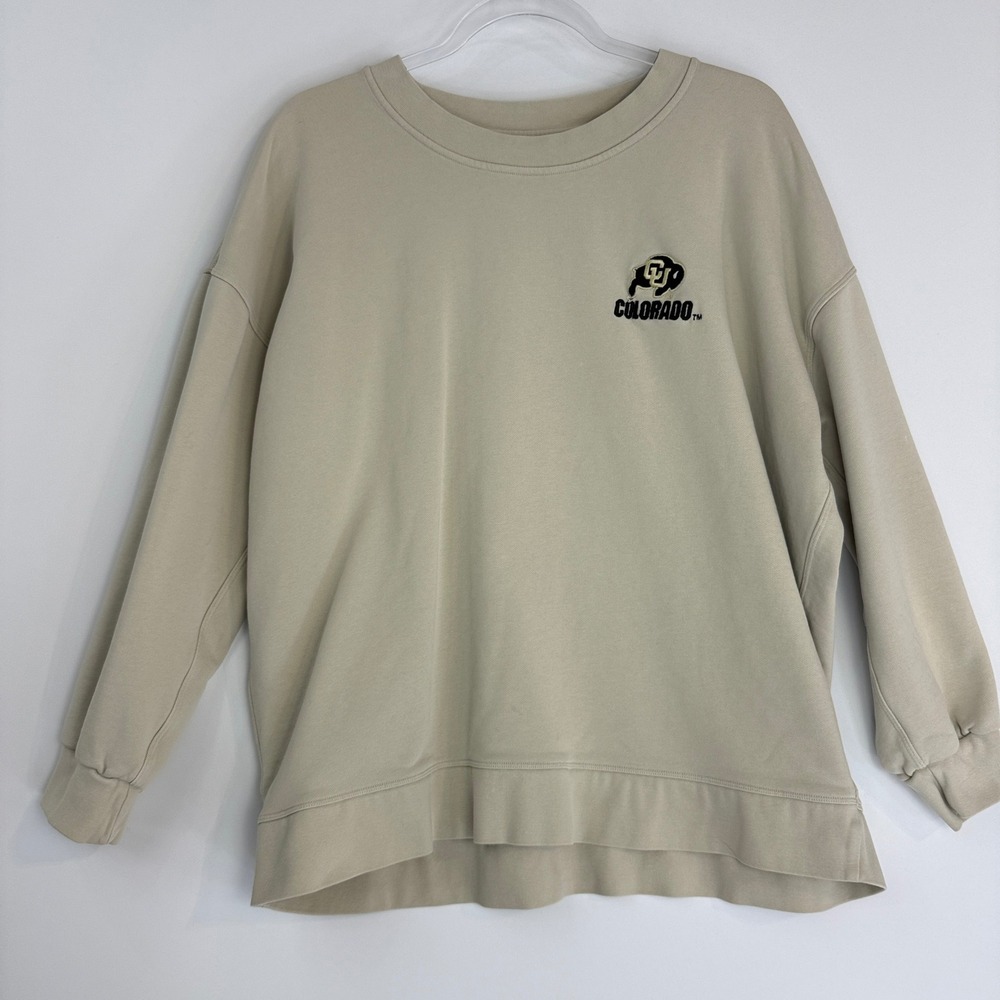 Lululemon Perfectly Oversized Crew Neck Women Tan Colorado Buffaloes Sweatshirt
